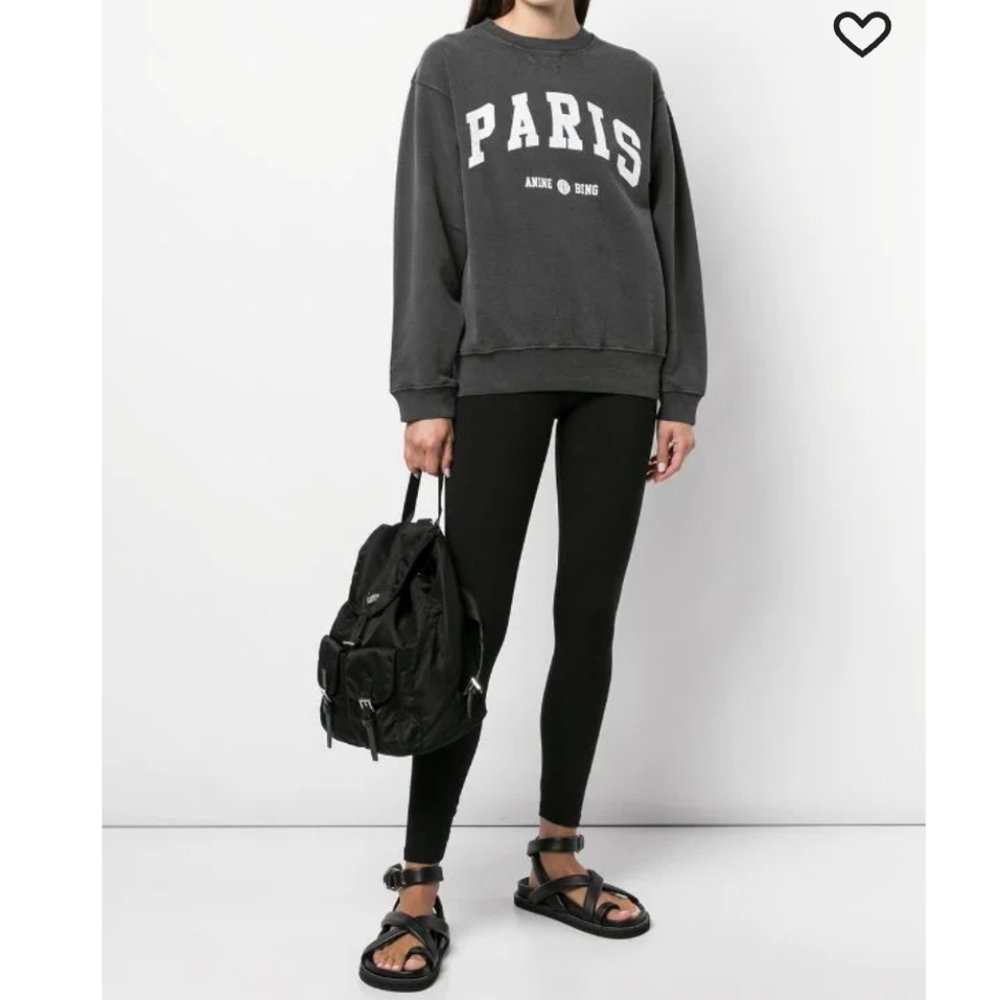 Anine Bing Ramona Gray Paris Logo Sweatshirt - Picture 4 of 6